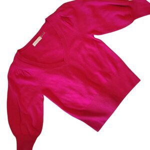 Ramy Brook New York Pink Wool Blend V-Neck Sweater Top 3/4 Sleeves Size XS......